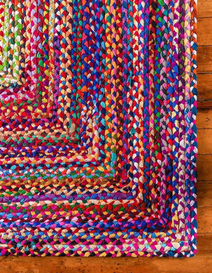 Unique Loom Indoor Rugs - Braided Chindi Comfort 12x16 Rectangular Rug Multi