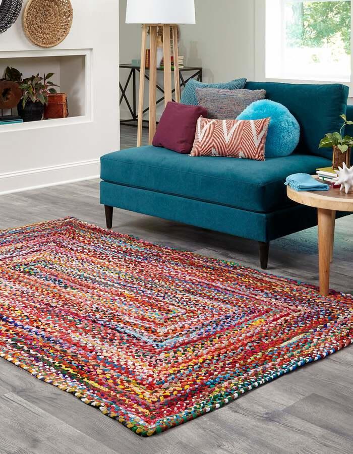 Unique Loom Indoor Rugs - Braided Chindi Comfort 12x16 Rectangular Rug Multi