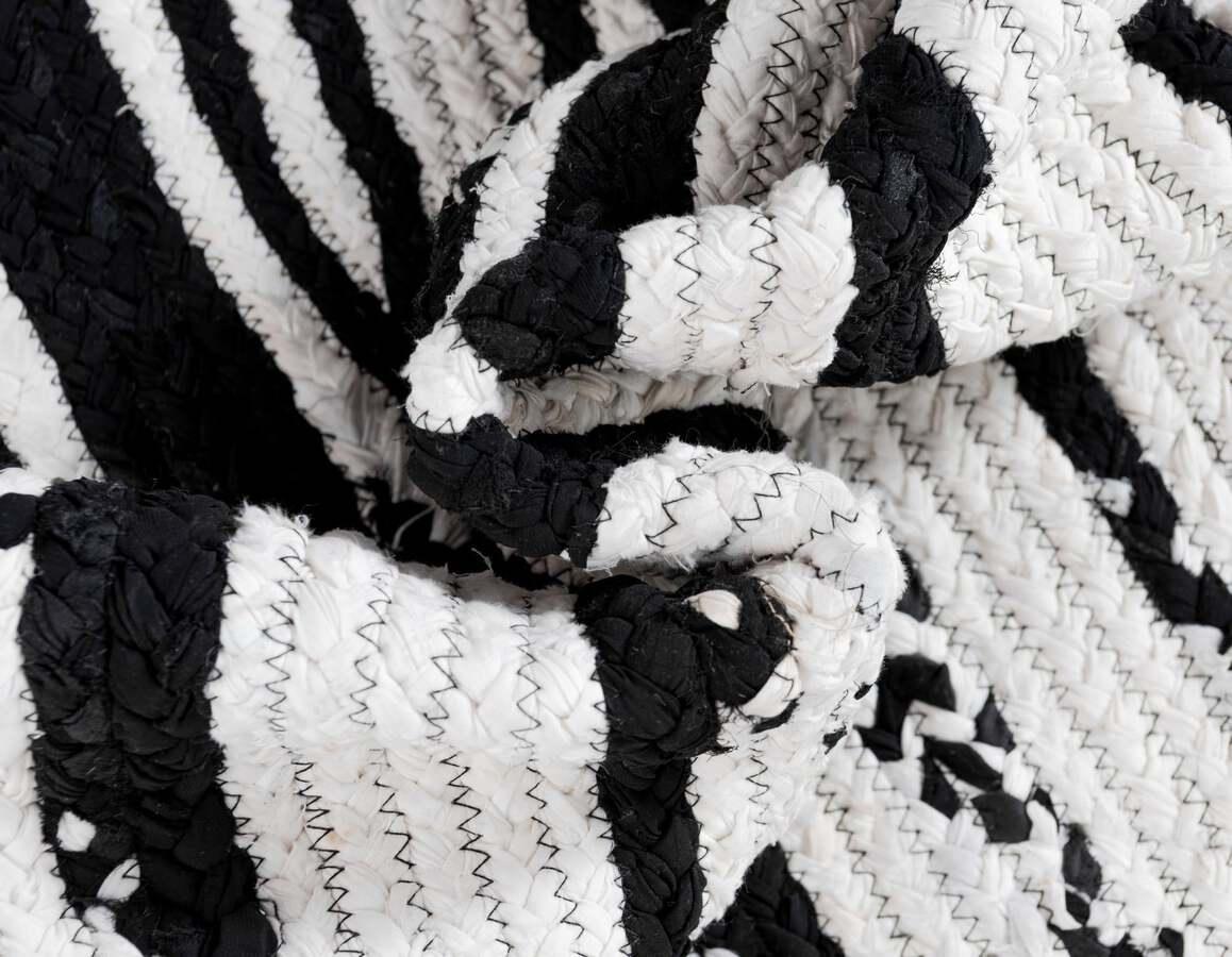 Unique Loom Indoor Rugs - Braided Chindi Comfort 8x10 Oval Oval Rug Black