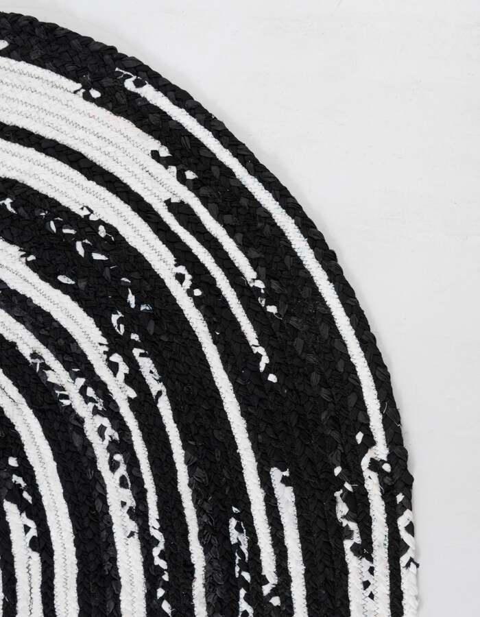 Unique Loom Indoor Rugs - Braided Chindi Comfort 8x10 Oval Oval Rug Black