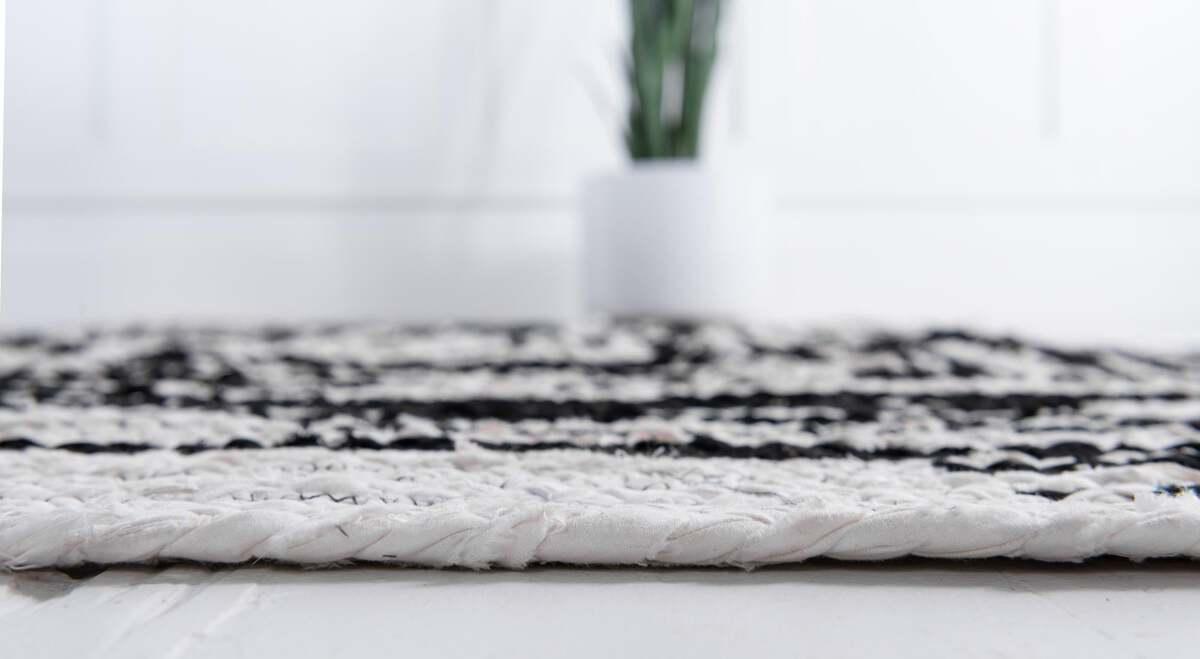 Unique Loom Indoor Rugs - Braided Chindi Comfort 9x12 Rectangular Rug Black