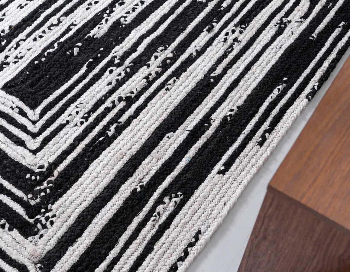 Unique Loom Indoor Rugs - Braided Chindi Comfort 9x12 Rectangular Rug Black