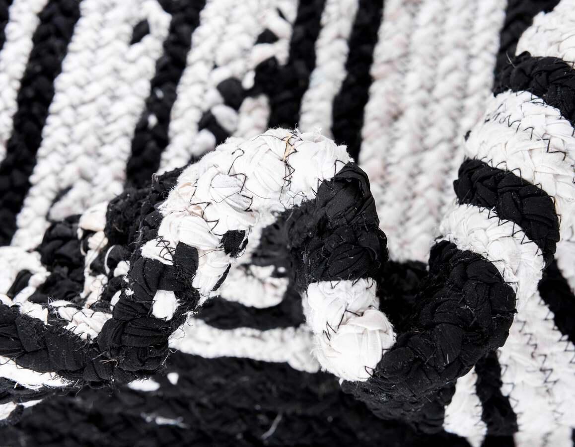 Unique Loom Indoor Rugs - Braided Chindi Comfort 9x12 Rectangular Rug Black