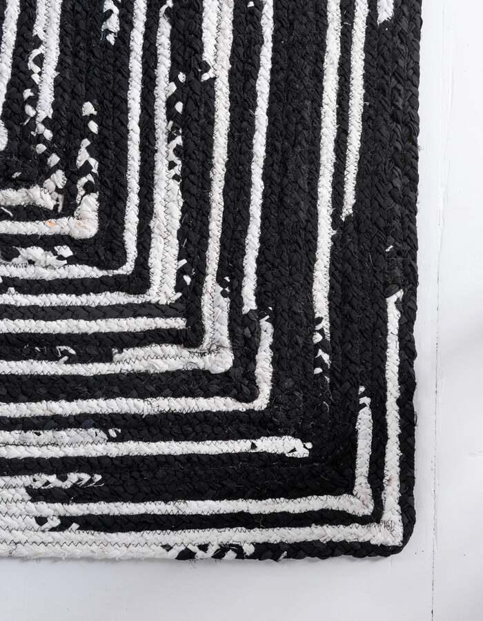 Unique Loom Indoor Rugs - Braided Chindi Comfort 9x12 Rectangular Rug Black