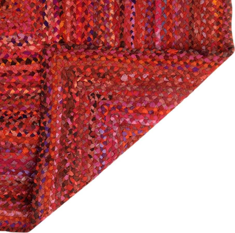 Unique Loom Indoor Rugs - Braided Chindi Comfort 9x12 Rectangular Rug Red