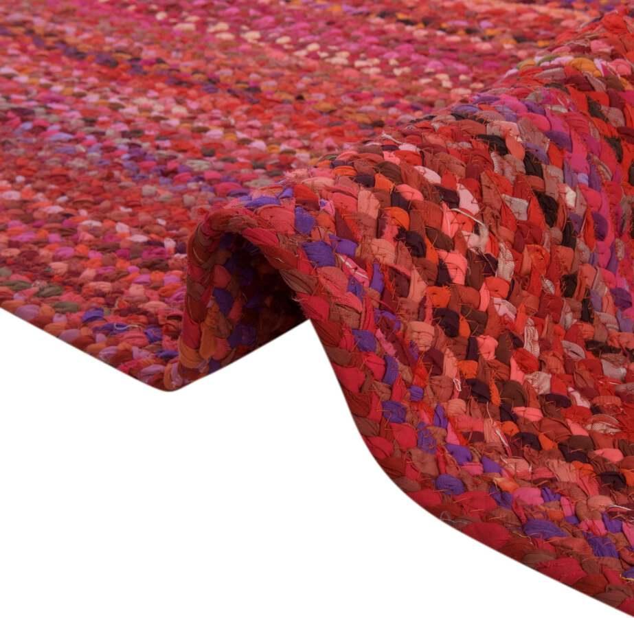 Unique Loom Indoor Rugs - Braided Chindi Comfort 9x12 Rectangular Rug Red