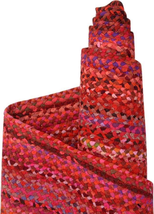 Unique Loom Indoor Rugs - Braided Chindi Comfort 9x12 Rectangular Rug Red