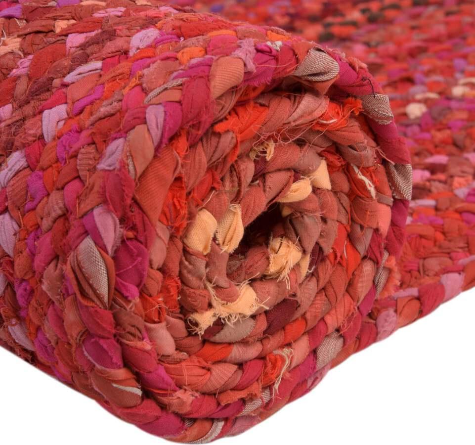 Unique Loom Indoor Rugs - Braided Chindi Comfort 9x12 Rectangular Rug Red
