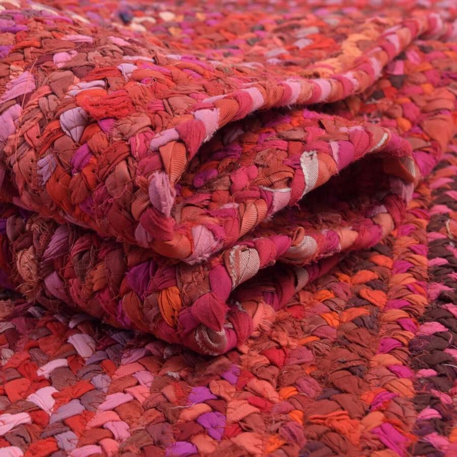 Unique Loom Indoor Rugs - Braided Chindi Comfort 9x12 Rectangular Rug Red