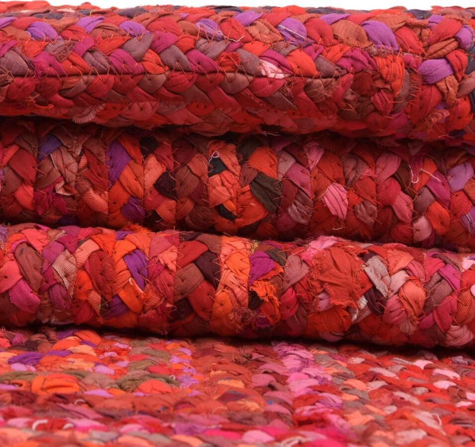 Unique Loom Indoor Rugs - Braided Chindi Comfort 9x12 Rectangular Rug Red