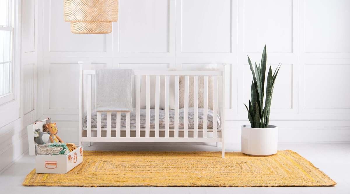 Unique Loom Indoor Rugs - Braided Chindi Comfort 9x12 Rectangular Rug Yellow