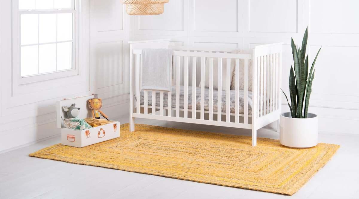 Unique Loom Indoor Rugs - Braided Chindi Comfort 9x12 Rectangular Rug Yellow