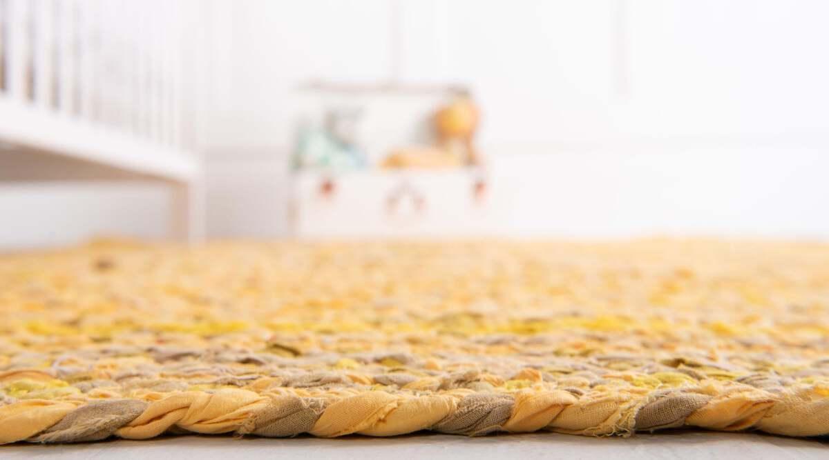 Unique Loom Indoor Rugs - Braided Chindi Comfort 9x12 Rectangular Rug Yellow