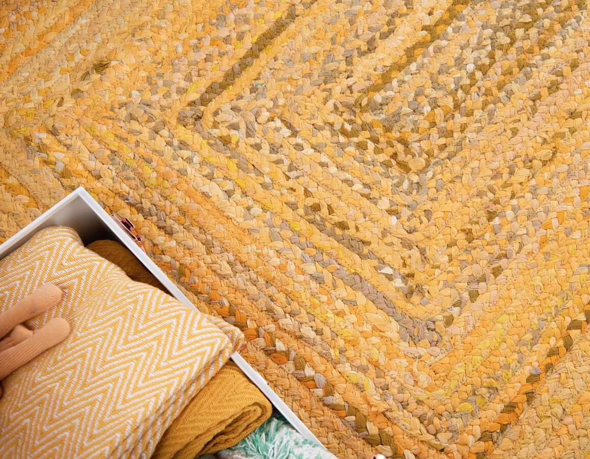 Unique Loom Indoor Rugs - Braided Chindi Comfort 9x12 Rectangular Rug Yellow
