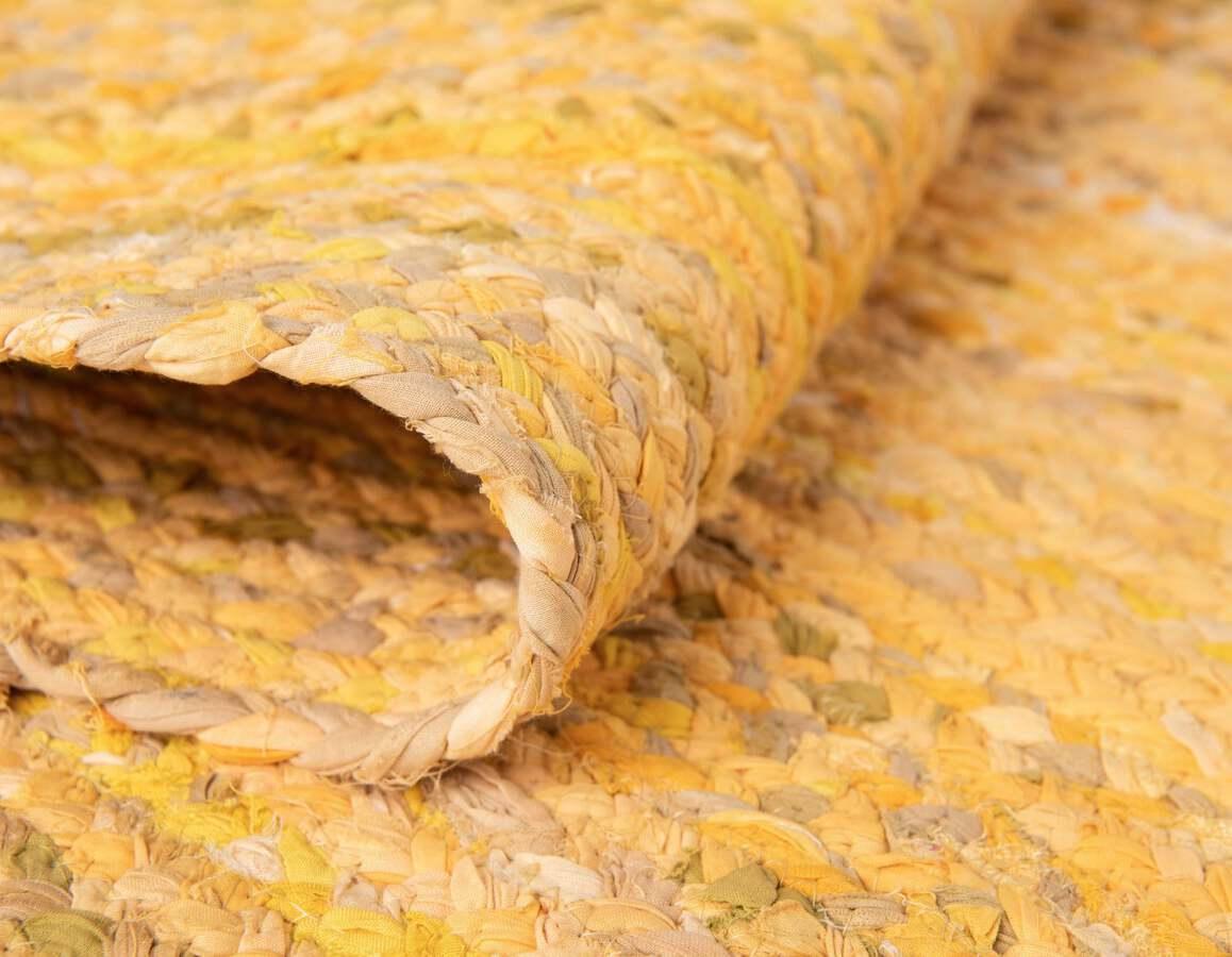 Unique Loom Indoor Rugs - Braided Chindi Comfort 9x12 Rectangular Rug Yellow