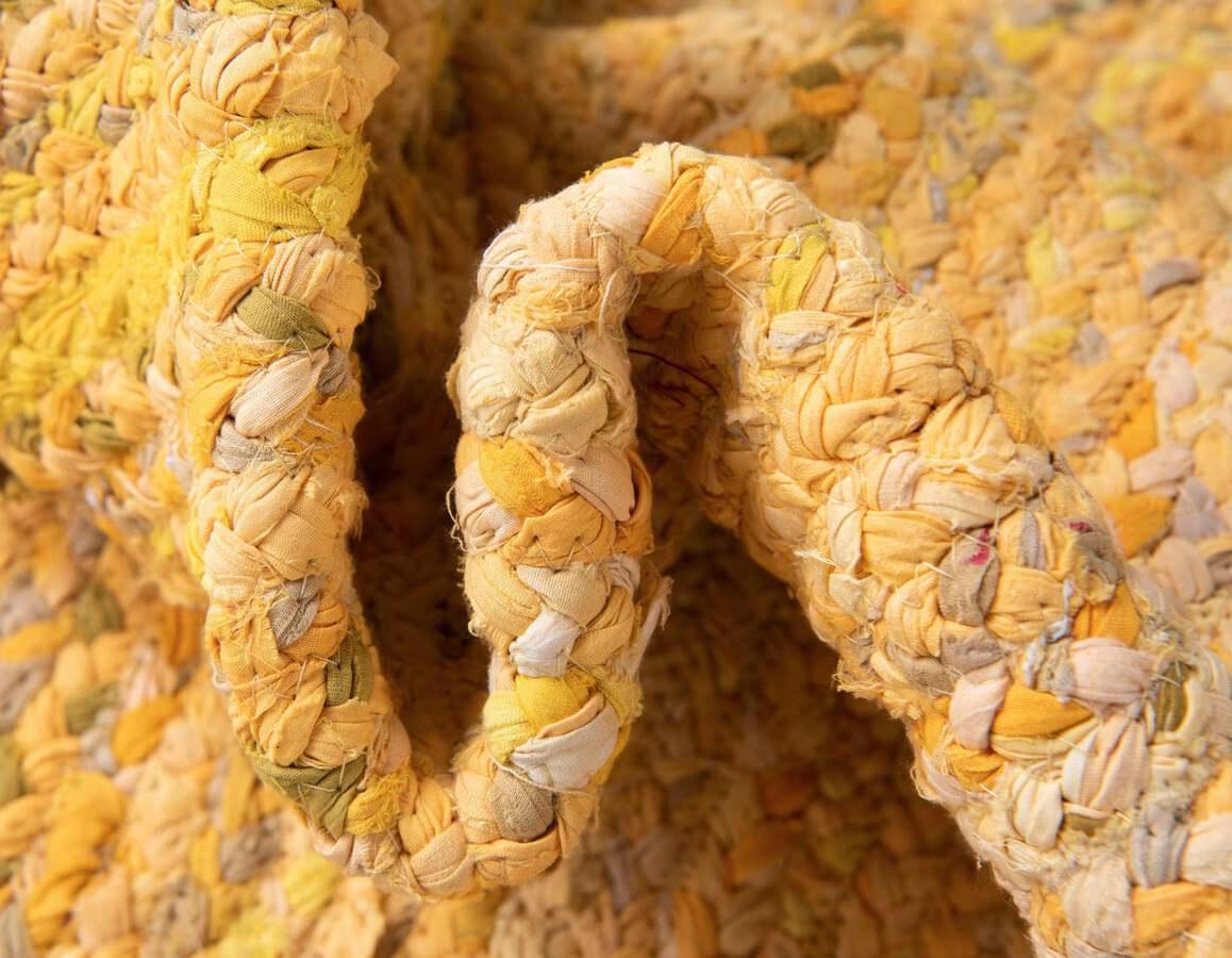 Unique Loom Indoor Rugs - Braided Chindi Comfort 9x12 Rectangular Rug Yellow