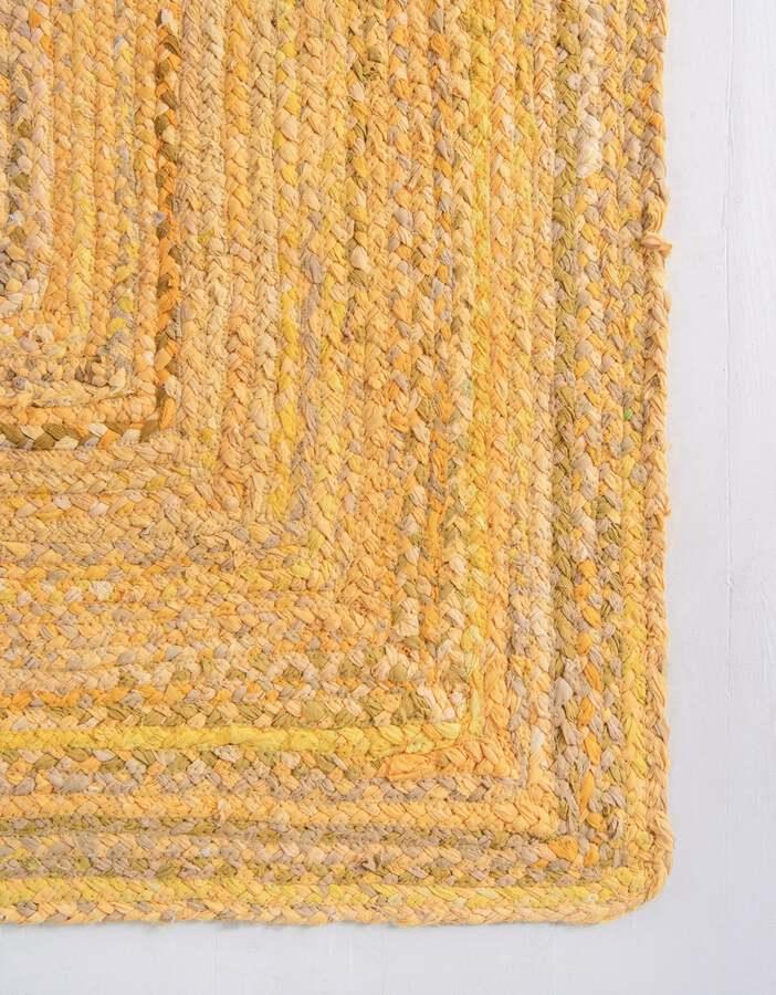 Unique Loom Indoor Rugs - Braided Chindi Comfort 9x12 Rectangular Rug Yellow