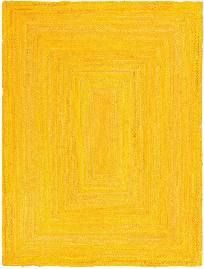 Unique Loom Indoor Rugs - Braided Chindi Comfort 9x12 Rectangular Rug Yellow