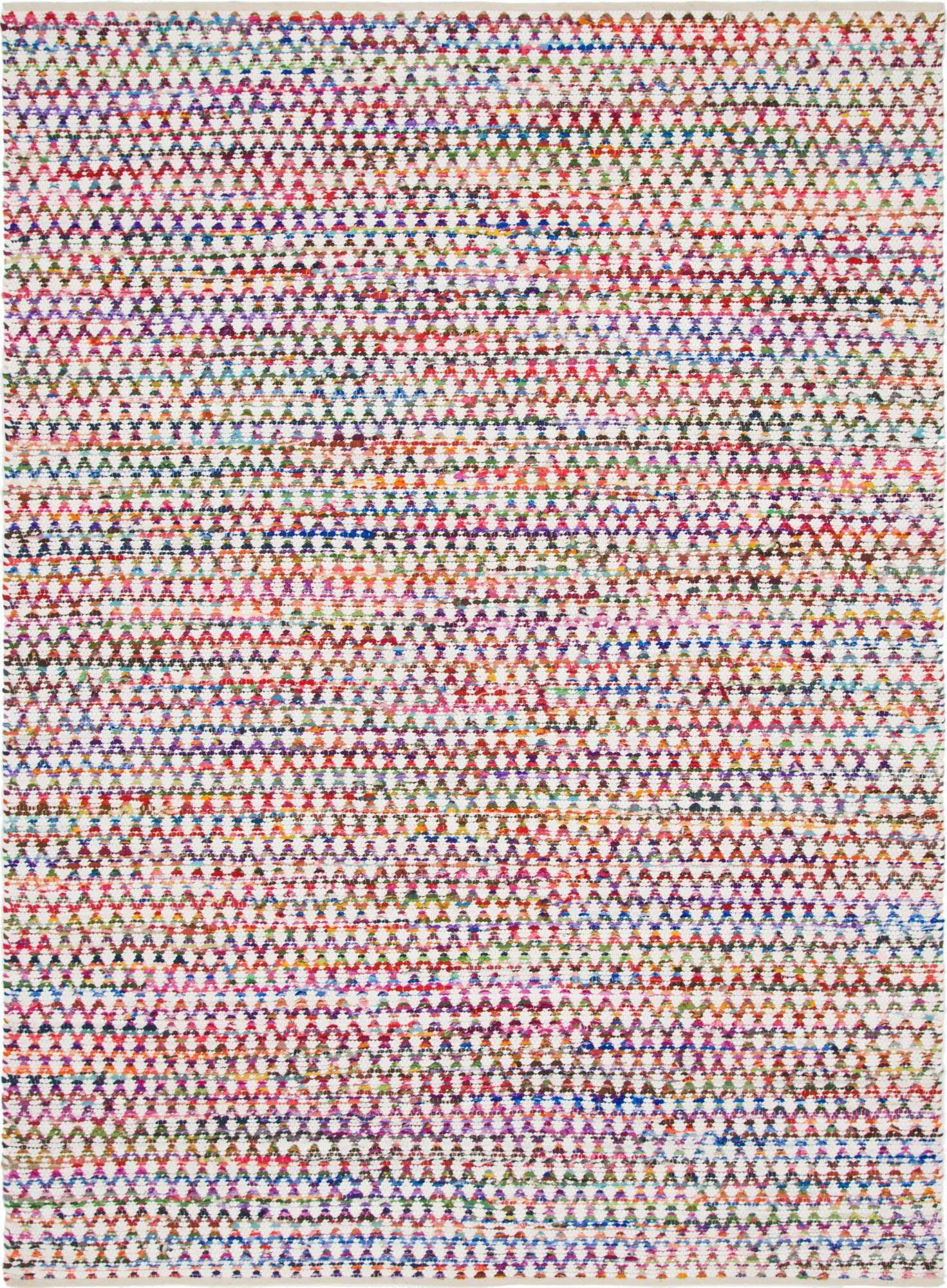 Unique Loom Indoor Rugs - Braided Chindi Geometric Rectangular 9x12 Rug Multi & Ivory
