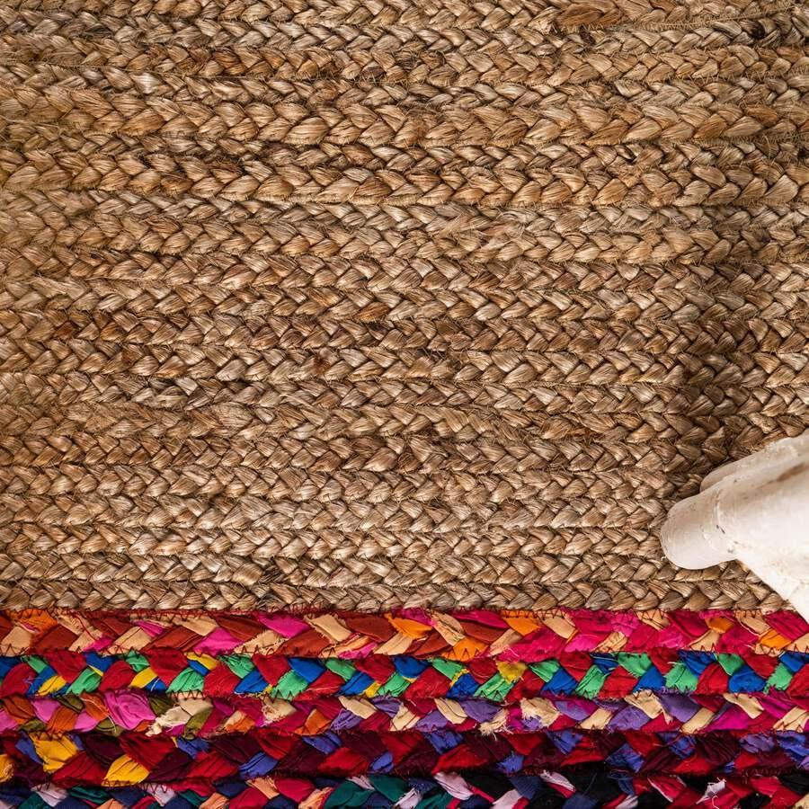 Unique Loom Indoor Rugs - Braided Jute Border 9x12 Natural & Red