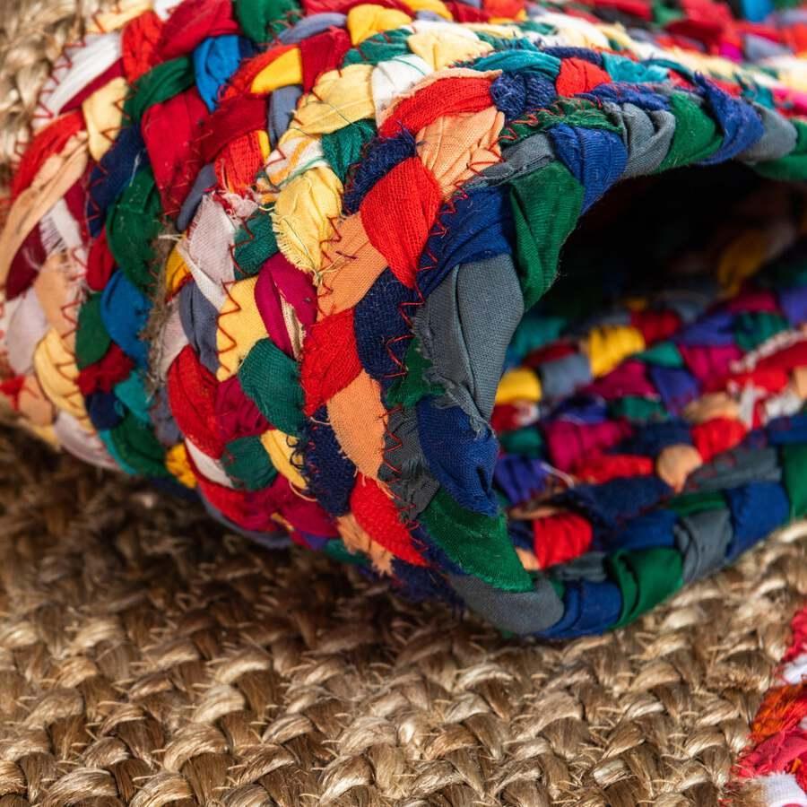 Unique Loom Indoor Rugs - Braided Jute Border 9x12 Natural & Red