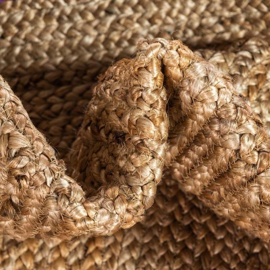 Unique Loom Indoor Rugs - Braided Jute Border 9x12 Natural & Red