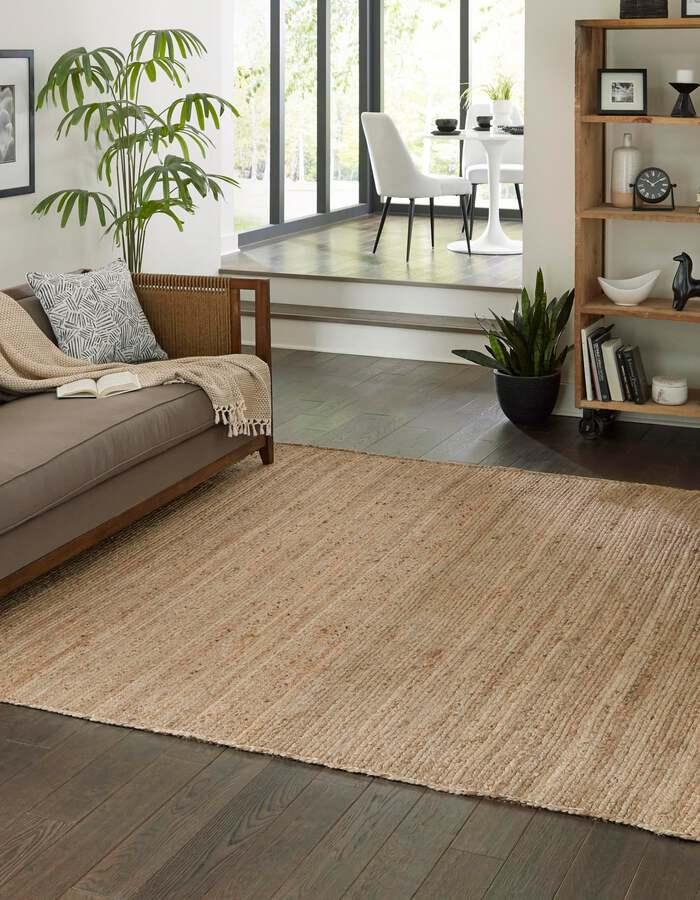 Unique Loom Indoor Rugs - Braided Jute Coastal 10 Ft Square Square Rug Natural