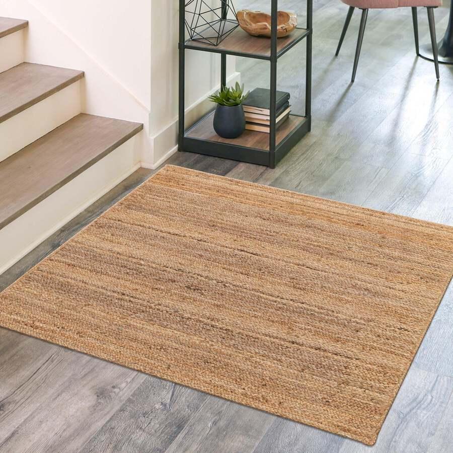 Unique Loom Indoor Rugs - Braided Jute Coastal 10 Ft Square Square Rug Natural