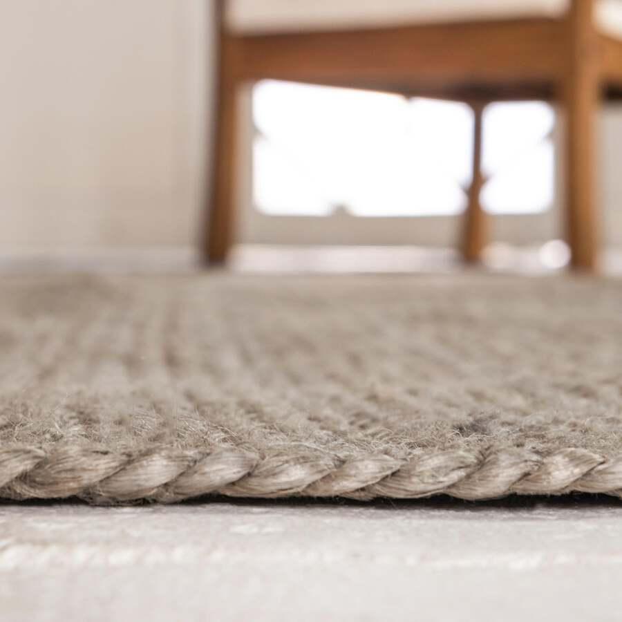 Unique Loom Indoor Rugs - Braided Jute Coastal 10x14 Rectangular Rug Gray