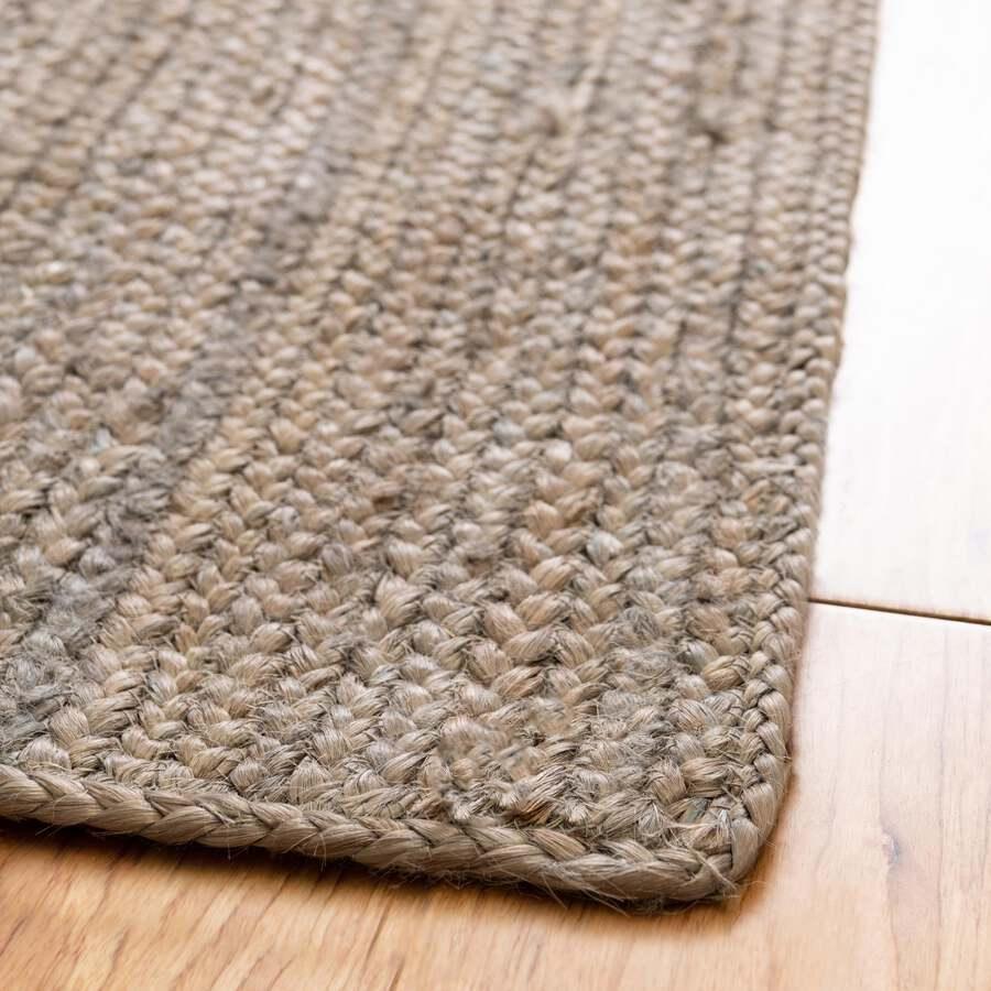 Unique Loom Indoor Rugs - Braided Jute Coastal 10x14 Rectangular Rug Gray