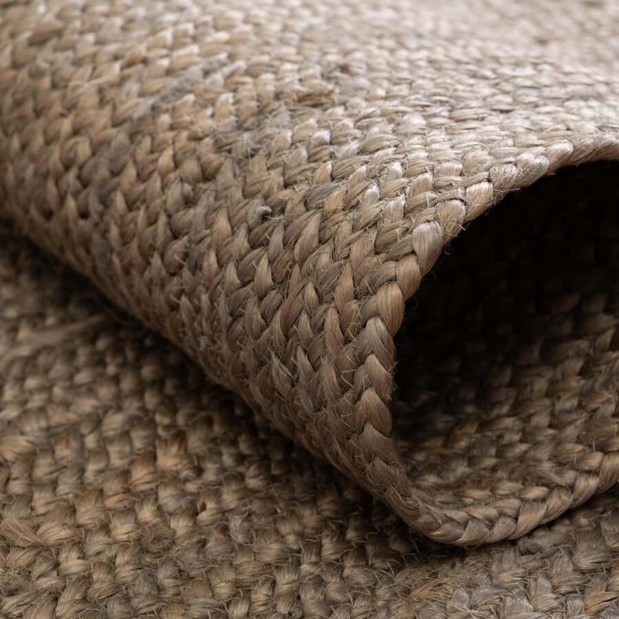 Unique Loom Indoor Rugs - Braided Jute Coastal 10x14 Rectangular Rug Gray