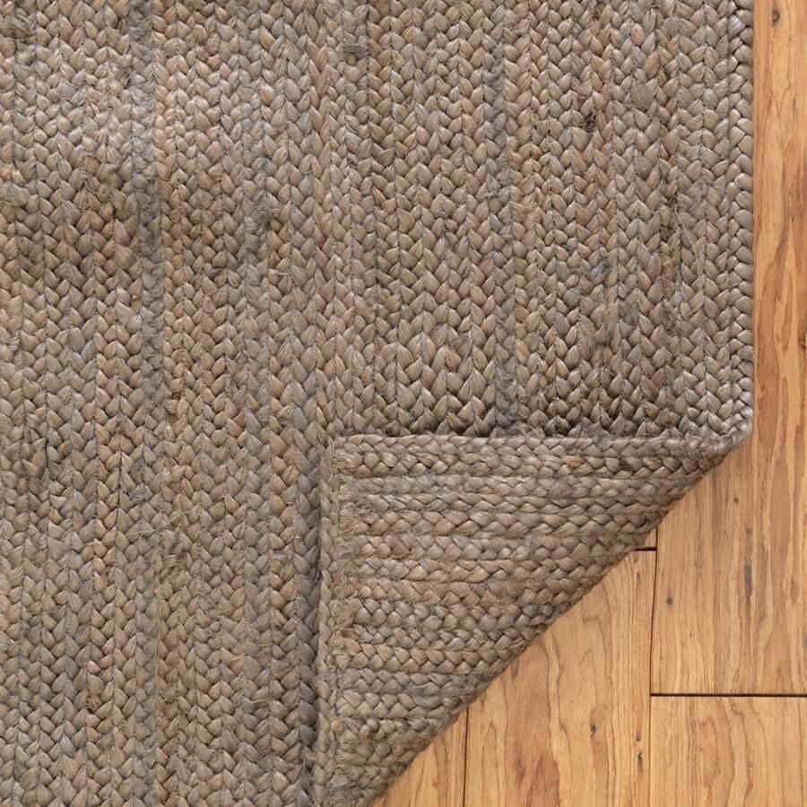 Unique Loom Indoor Rugs - Braided Jute Coastal 10x14 Rectangular Rug Gray