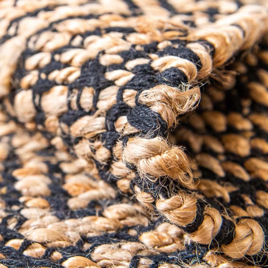 Unique Loom Indoor Rugs - Braided Jute Coastal 10x14 Rectangular Rug Natural/Black