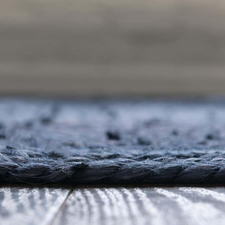 Unique Loom Indoor Rugs - Braided Jute Coastal 10x14 Rectangular Rug Navy Blue