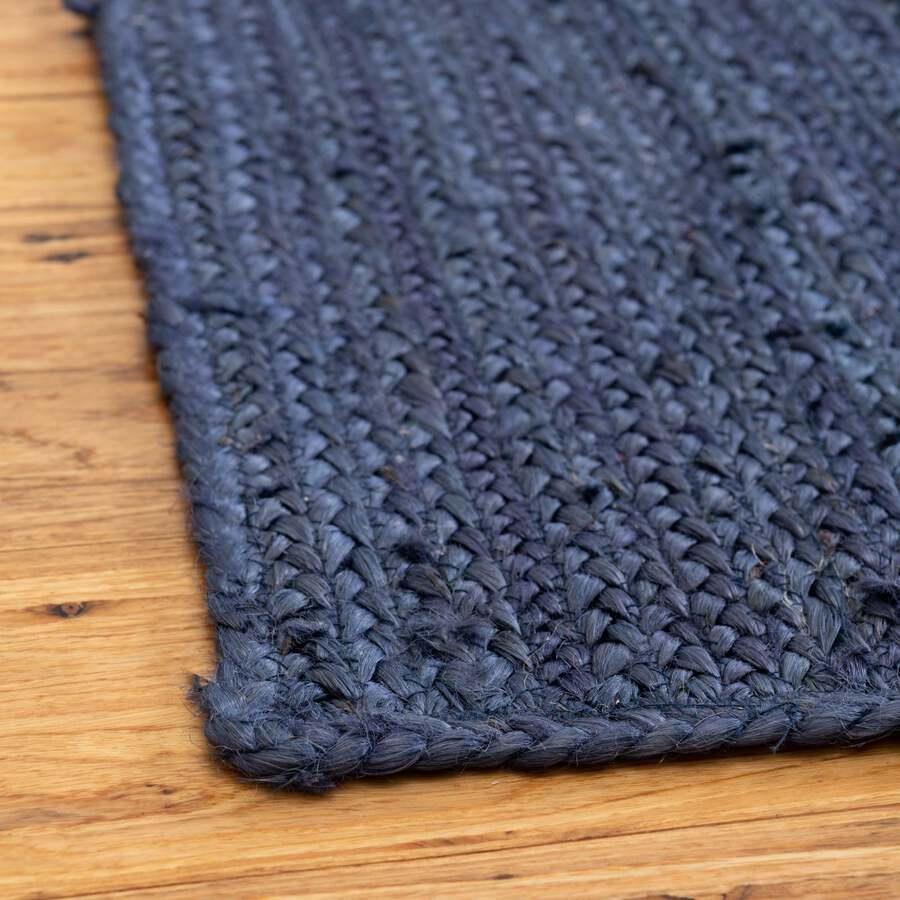 Unique Loom Indoor Rugs - Braided Jute Coastal 10x14 Rectangular Rug Navy Blue