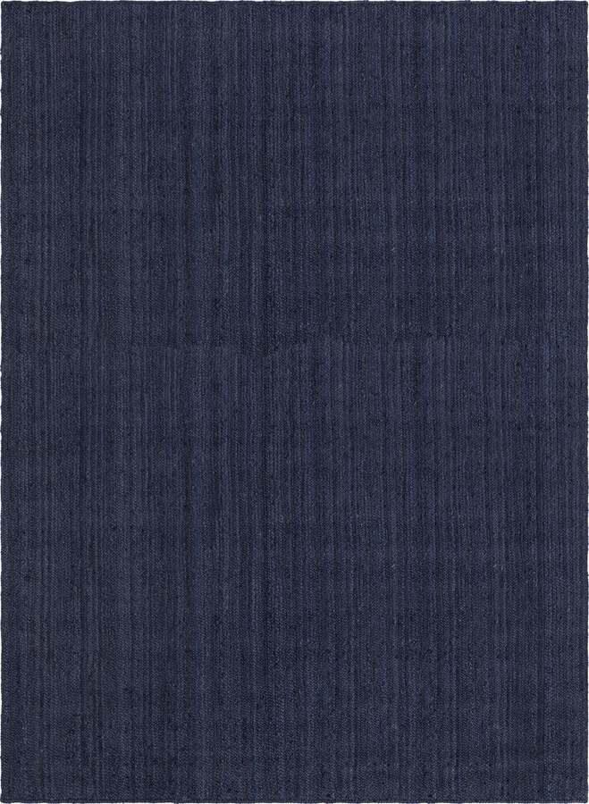 Unique Loom Indoor Rugs - Braided Jute Coastal 10x14 Rectangular Rug Navy Blue