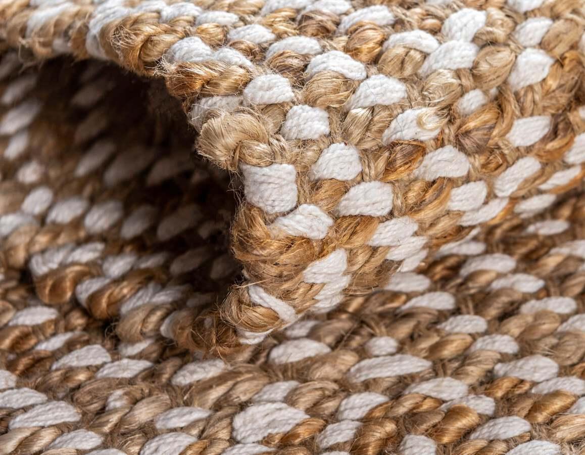 Unique Loom Indoor Rugs - Braided Jute Coastal 12x16 Rectangular Rug Natural/Ivory