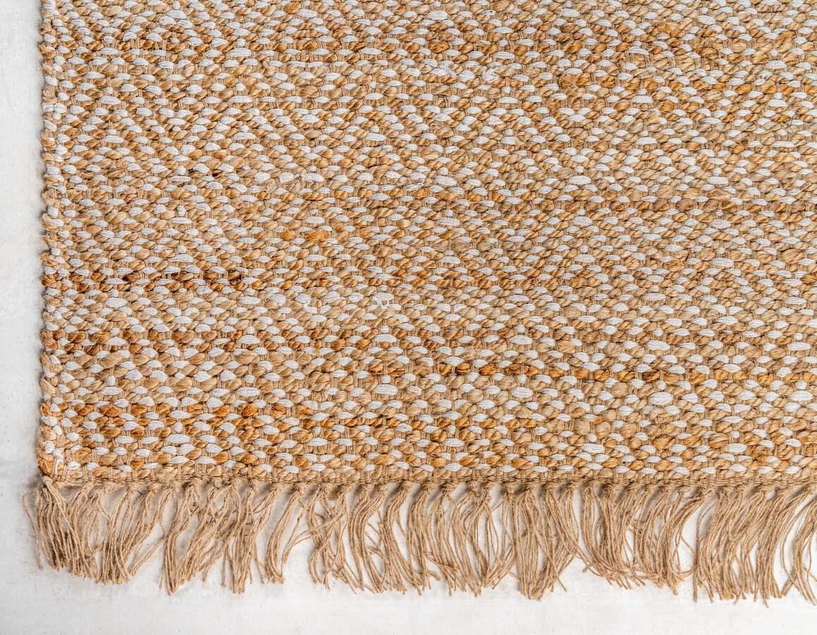 Unique Loom Indoor Rugs - Braided Jute Coastal 12x16 Rectangular Rug Natural/Ivory