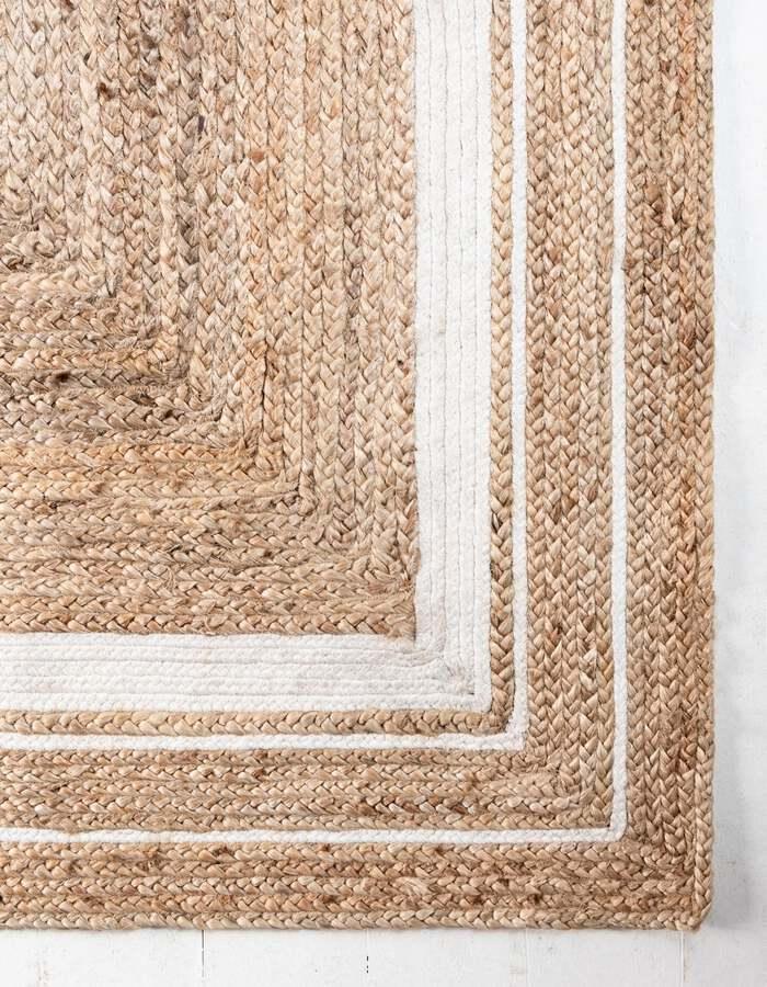 Unique Loom Indoor Rugs - Braided Jute Coastal 9x12 Rectangular Rug Natural/Ivory