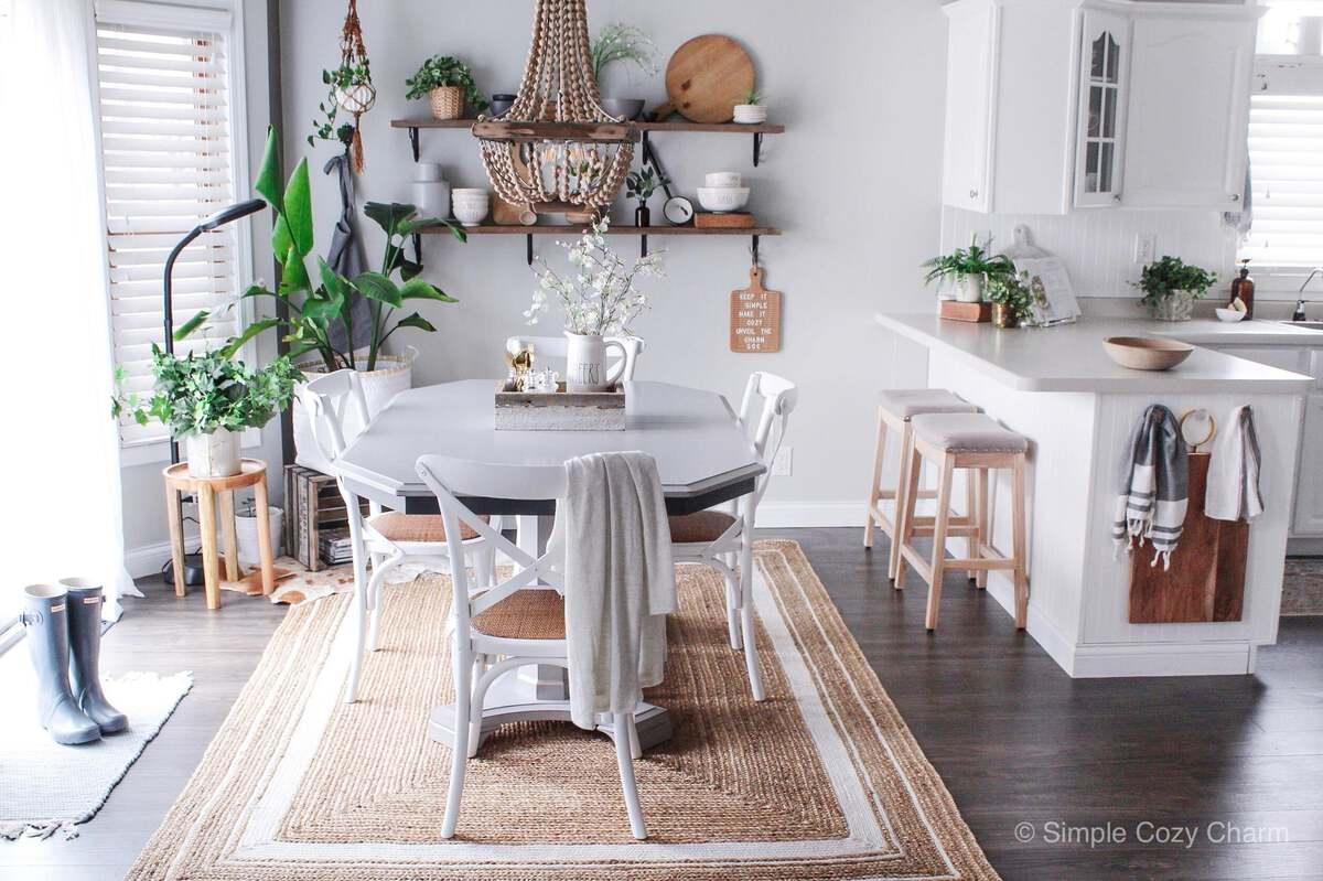 Unique Loom Indoor Rugs - Braided Jute Coastal 9x12 Rectangular Rug Natural/Ivory