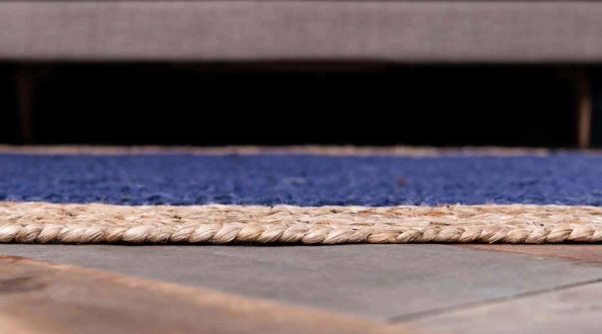 Unique Loom Indoor Rugs - Braided Jute Coastal 9x12 Rectangular Rug Navy Blue