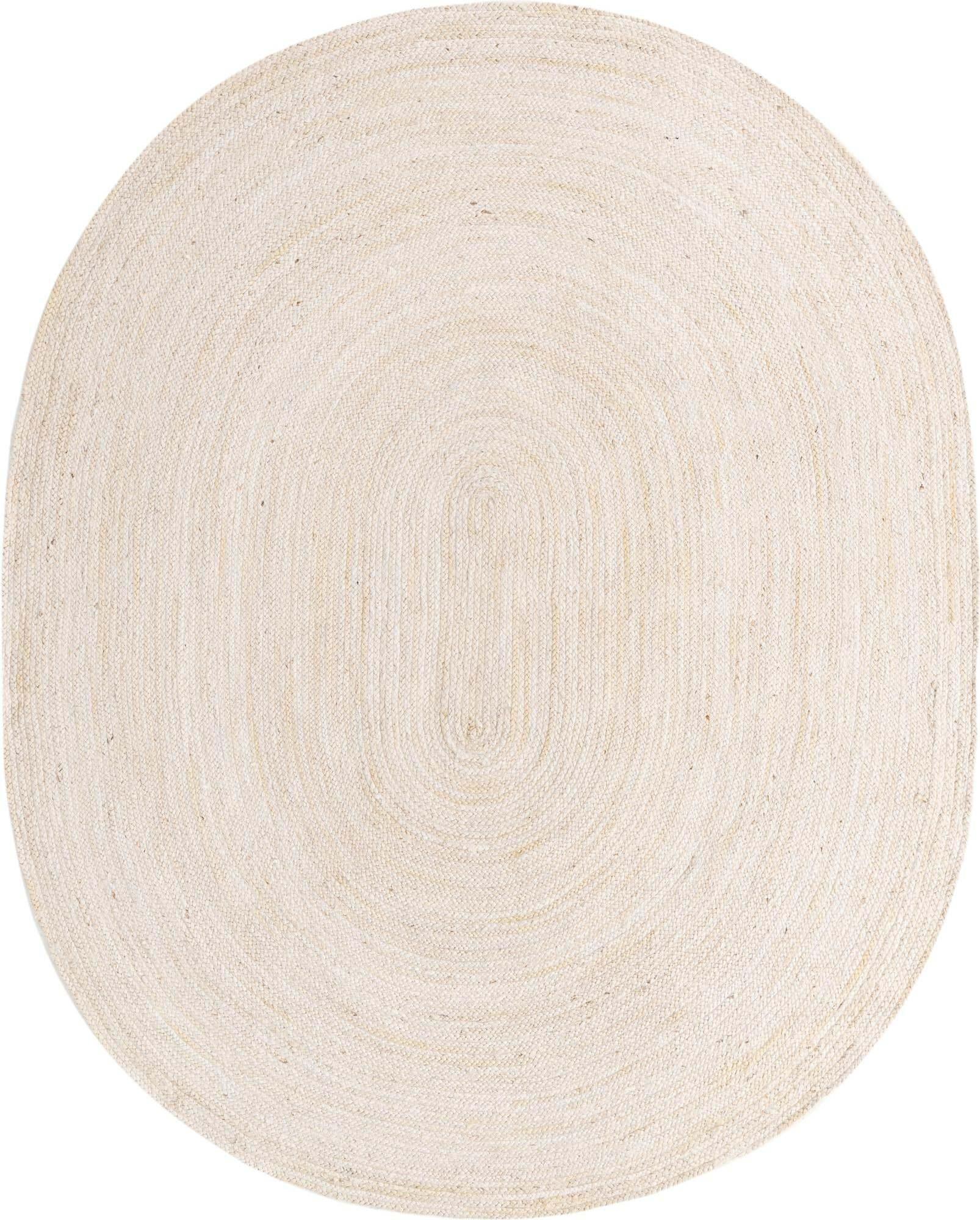 Unique Loom Indoor Rugs - Braided Jute Solid Oval 8x10 Oval Rug Beige & Natural