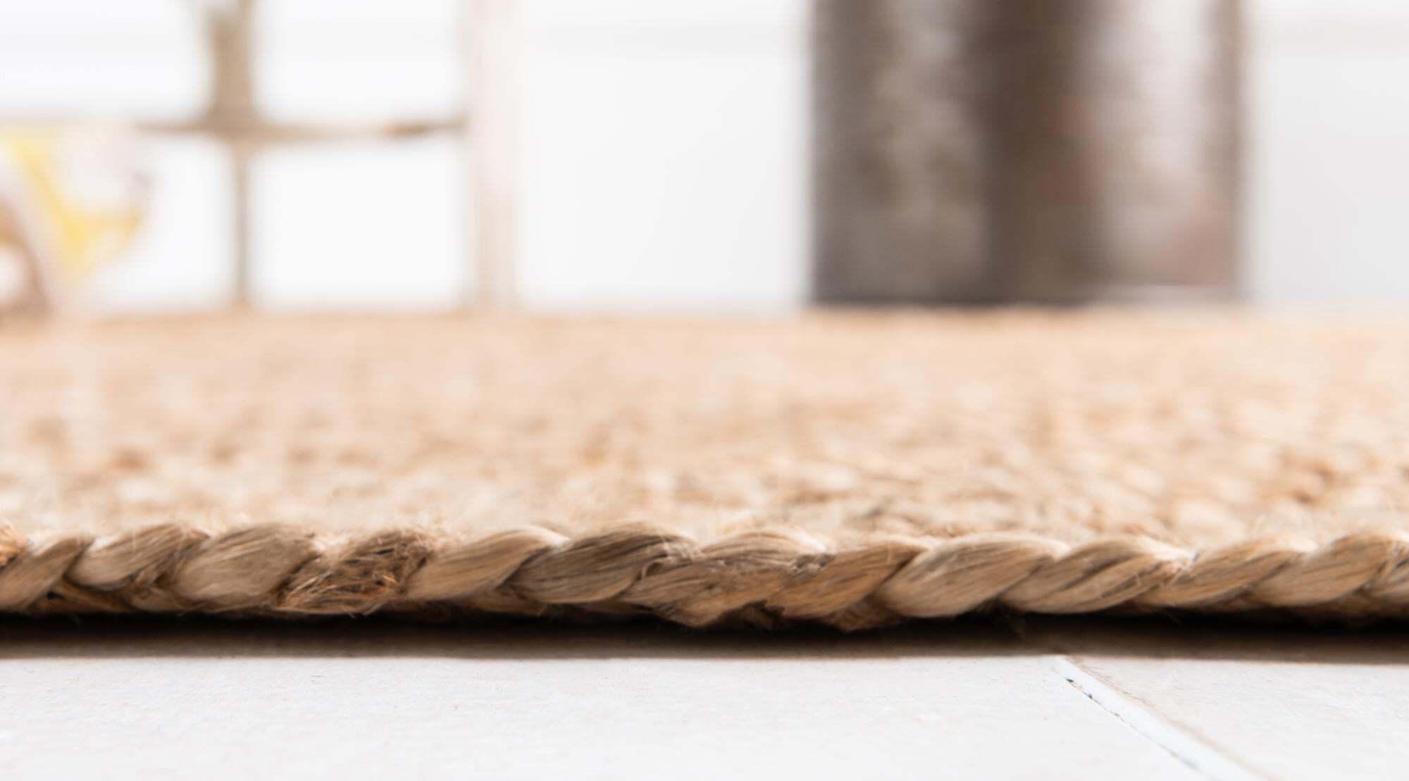 Unique Loom Indoor Rugs - Braided Jute Solid Oval 8x10 Oval Rug Natural
