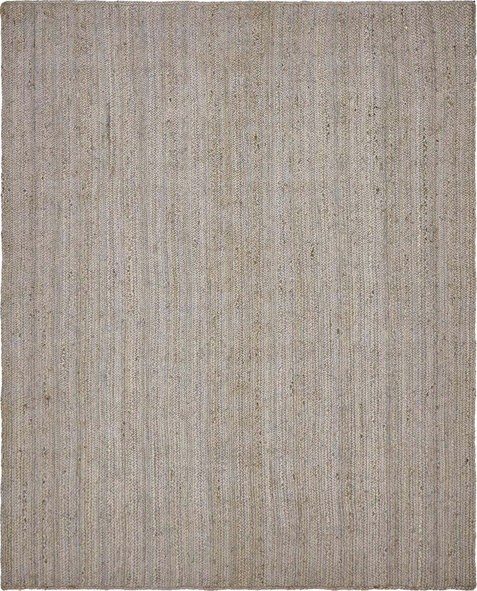 Unique Loom Indoor Rugs - Braided Jute Solid Rectangular 8x10 Rug Gray & Silver