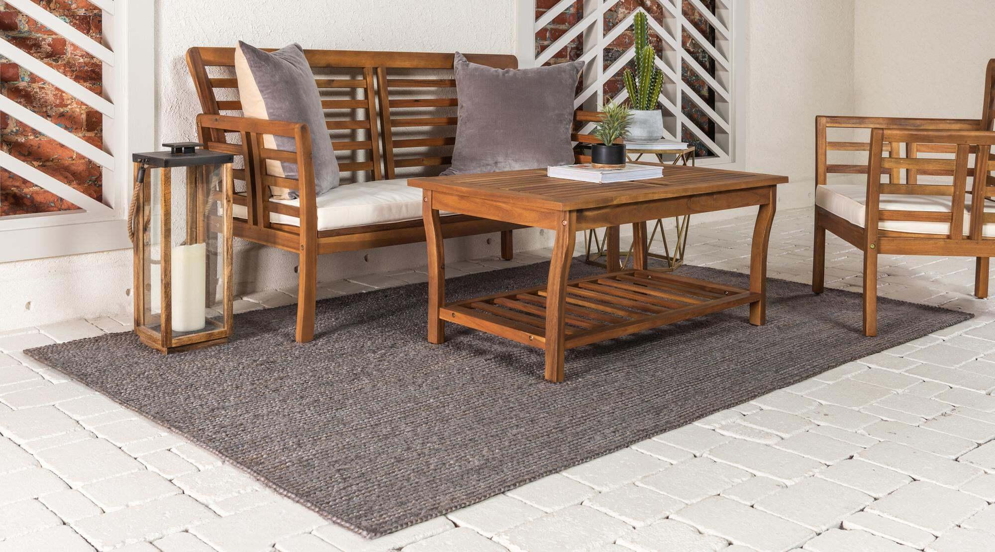 Unique Loom Indoor Rugs - Braided Jute Solid Rectangular 8x10 Rug Gray & Silver
