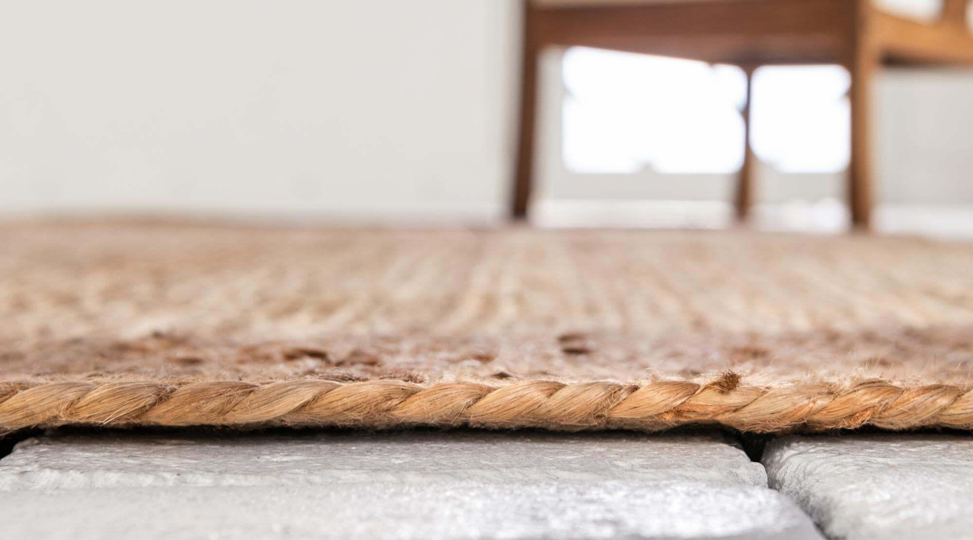 Unique Loom Indoor Rugs - Braided Jute Solid Rectangular 8x10 Rug Natural