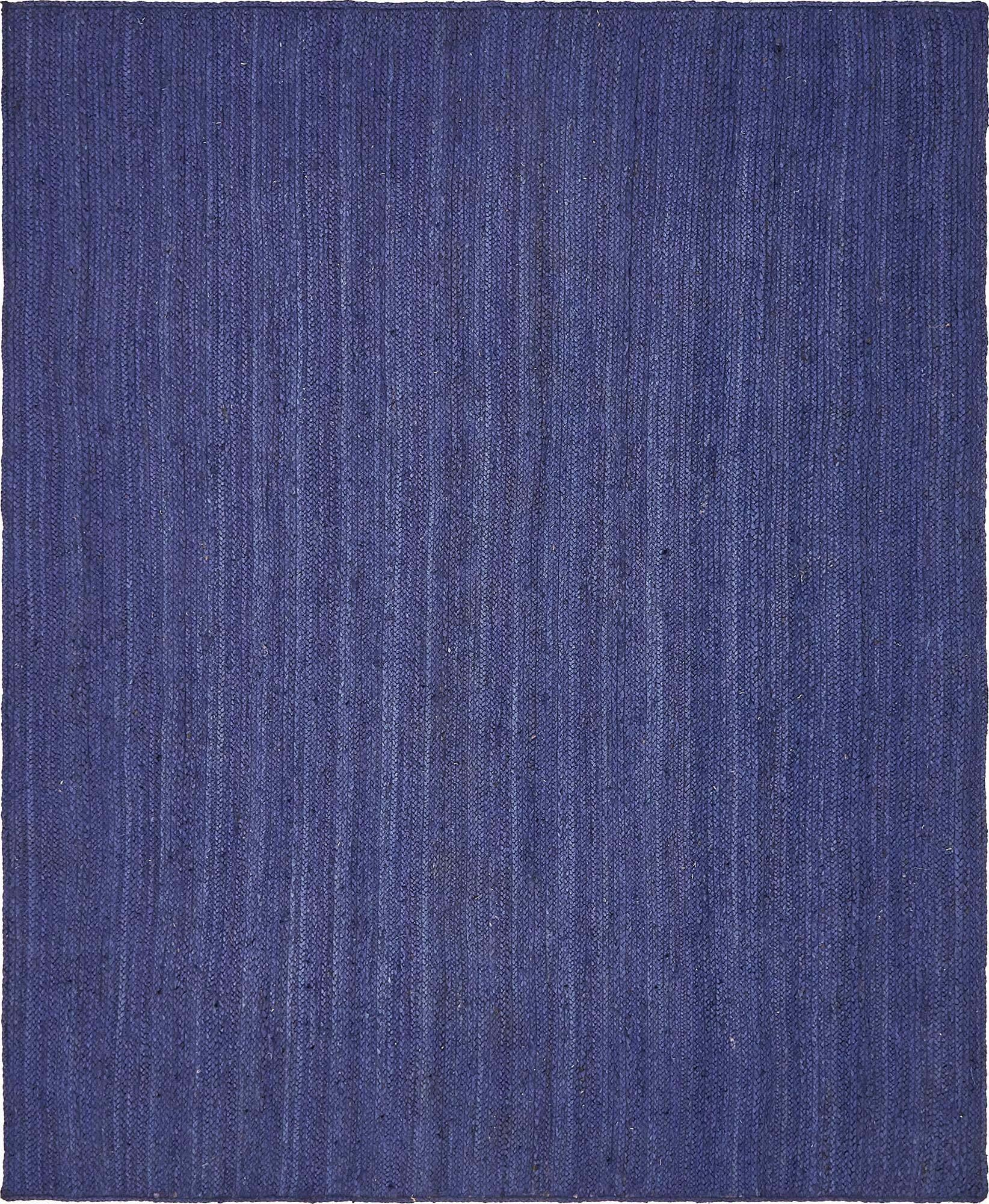 Unique Loom Indoor Rugs - Braided Jute Solid Rectangular 8x10 Rug Navy Blue