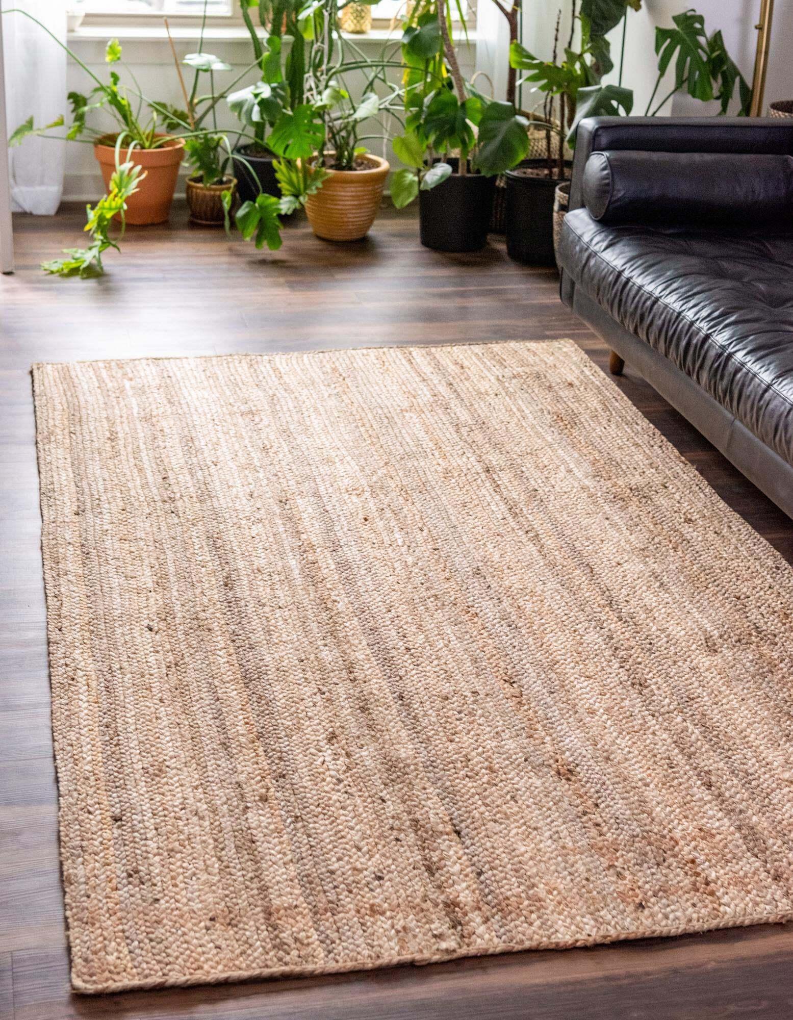 Unique Loom Indoor Rugs - Braided Jute Solid Rectangular 9x12 Rug Natural