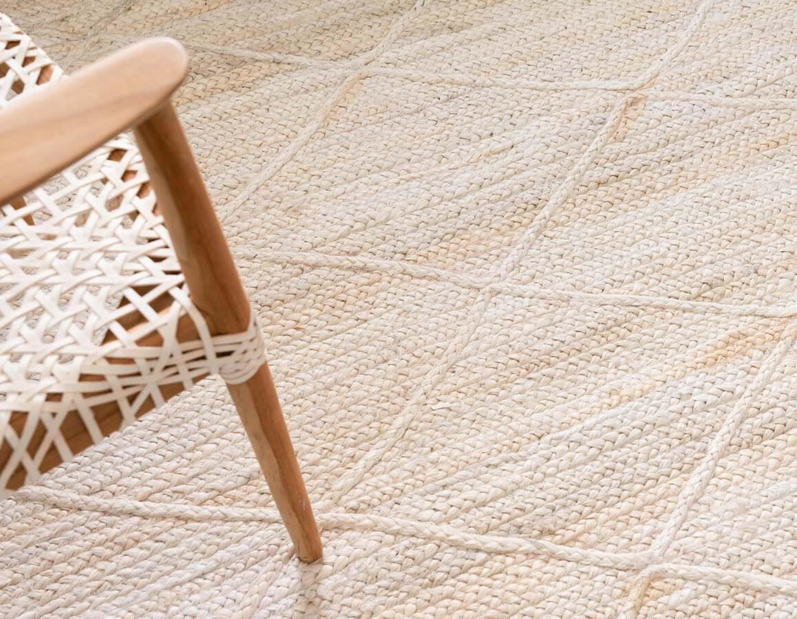 Unique Loom Indoor Rugs - Braided Jute Trellis 8x10 Rectangular Rug Beige