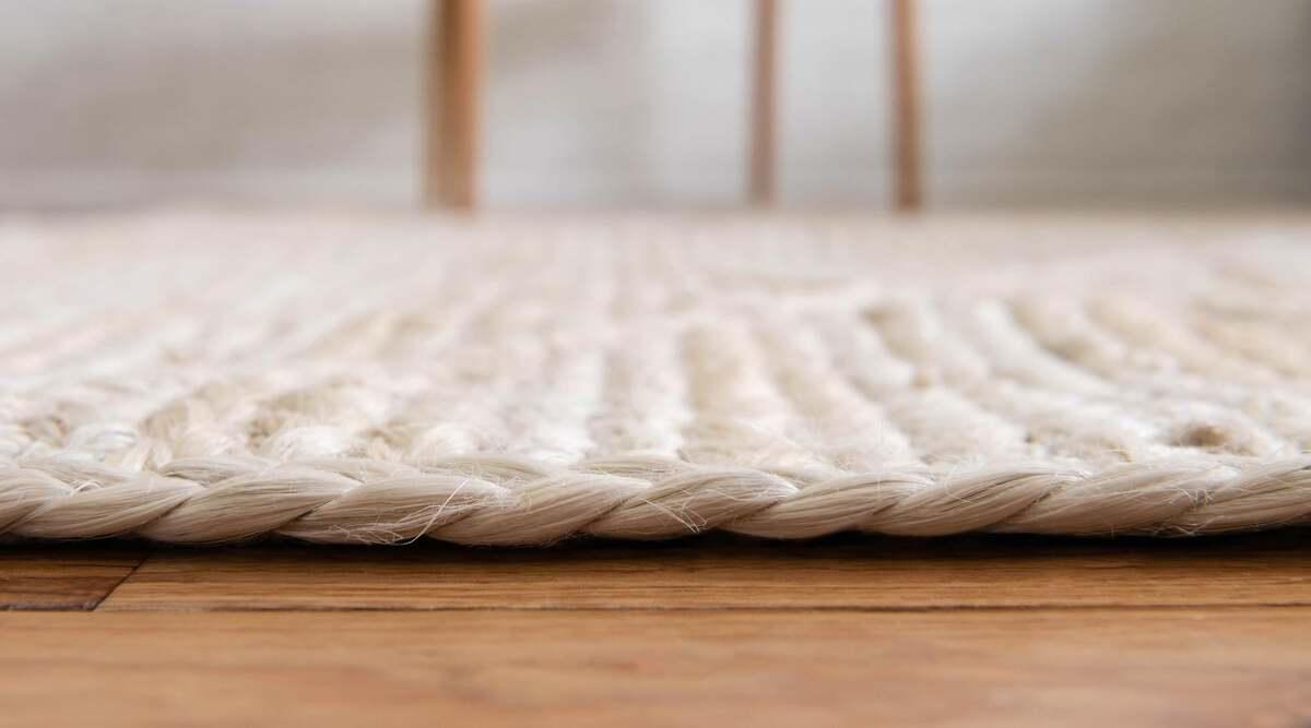 Unique Loom Indoor Rugs - Braided Jute Trellis 8x10 Rectangular Rug Beige